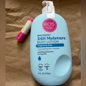 eos Shea Better Body Lotion and lipstick